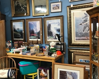 Lots of toys and artwork. We like to mix it up.