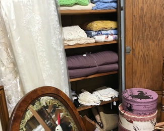 Great linens of all kinds and hat boxes