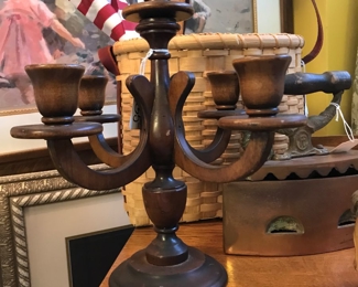 Love this wood candlelabra.