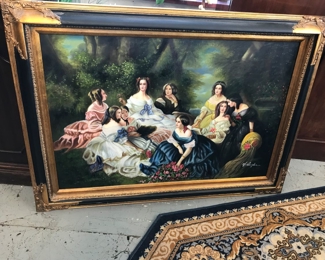 Empress Eugenah "Surrounded by Ladies in Waiting" by German Artist Xaver Winterhoder 1855-oil . Rendition Museum Quality. 43x34