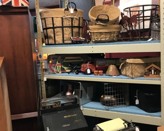 Crates gunny sack lined baskets, Bintsge register that works, Royal Typewritet