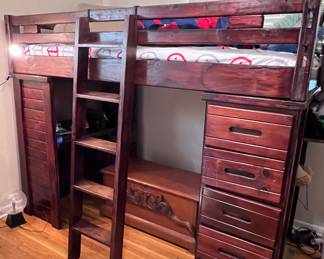 Bunk bed with desk and drawers