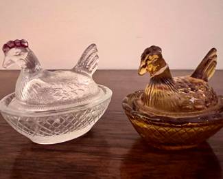 Vintage chicken trinket holders