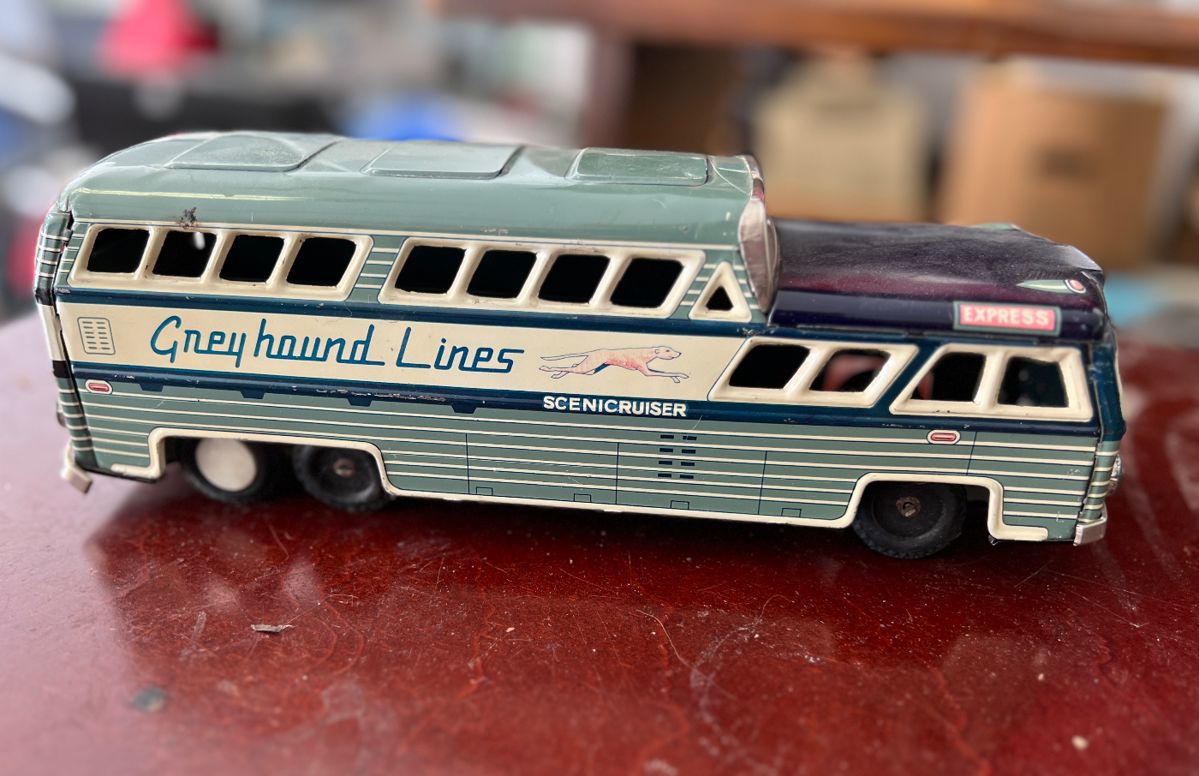 Vintage toy Greyhound bus