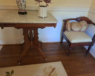 Antique Marble Top Side Table