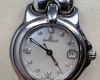 Bertolucci White Gold Stainless Bracelet Style Watch with Diamond Dial