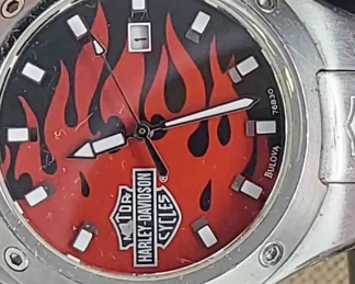 Bulova HarleyDavidson Red Flame Bracelet Style Wrist Watch