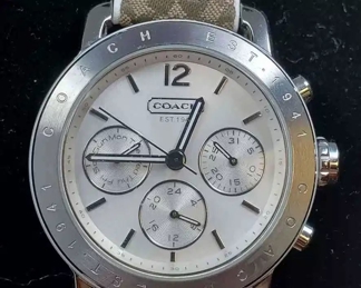 Coach 1260 Womens Chronograph Watch White Taupe