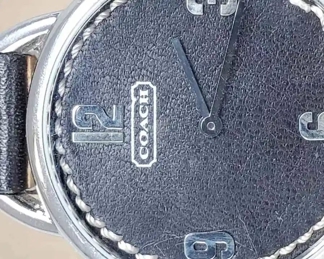 Coach Signature Collection Womens Watch Black with White Stitching