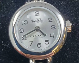 Coach Womens Silver Stainless ID Bracelet Style Watch