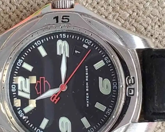 Mens HarleyDavidson Stainless Wrist Watch Genuine Pigskin Band