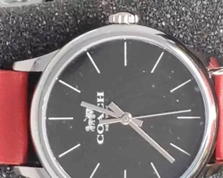 New Coach 1800 Ruby Red Leather Classic Watch