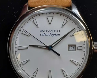 New Movado Calendoplan Heritage Watch with Tan Leather Strap