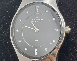 Skagen Denmark Crystal Accent Watch with Stainless Mesh Band