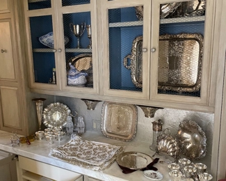 A Large flatware service of Grand Baroque & more.. Tons of fine vintage Shieffield serving trays and more…