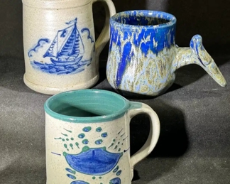 Nautical stoneware mugs