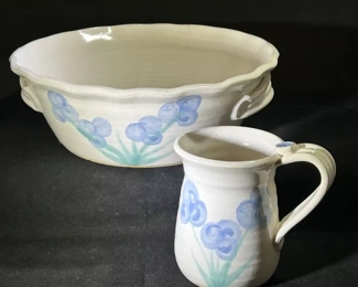 Signed floral stoneware 