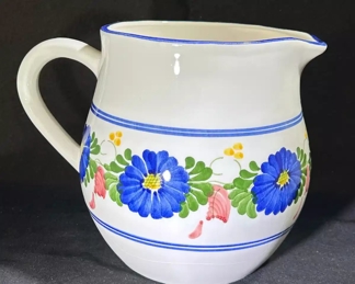 Large floral glazed pitcher 