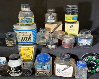 Vintage ink well/bottle collection 