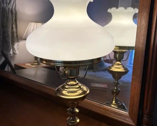 Vintage brass hurricane lamp