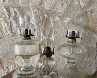 Clear glass hurricane lamps 