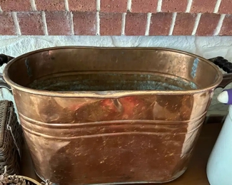 Large antique copper boiler