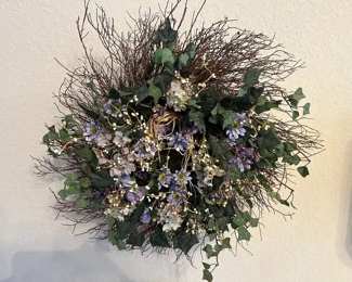 Blue faux floral wreath 