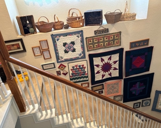 Baskets and beautifully quilted wall hangings