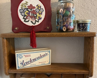 Wooden country wall shelf