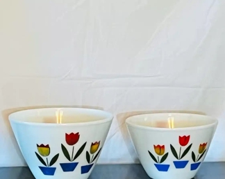 Fire King tulip bowls, 8.5" and 9.5"