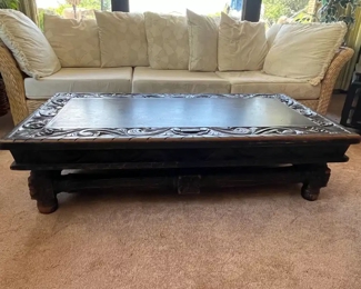 Carved wood table from Mexico