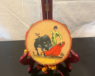 Vintage hand painted tambourine