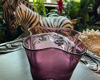 Vintage Blenko Glass Amethyst Ruffled Handkerchief Art Glass Vase