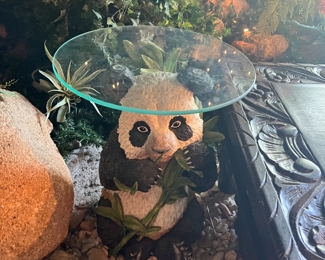 Panda Bear side table with glass top