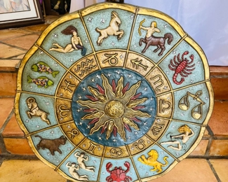 MCM High Relief Zodiac Wheel wall hanging