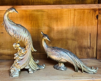 Vintage pair Syraco gilded peacock pheasant 