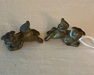 Vtg miniature brass Foo dogs