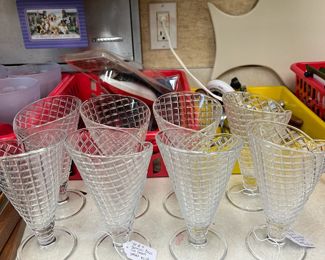 (2) Sets of 4 Bormioli Rocco Ice Cream Glasses