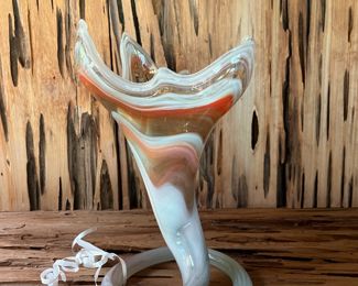 MCM hand blown tulip swirl vase