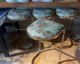 Set of 4 Chrome Cantilever Stools