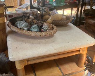 Stone top bamboo table