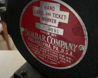 Antique Soabar Company Label and Ticket Machine