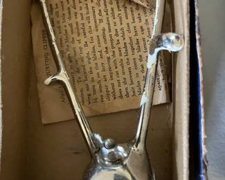 Large selection of antique barber supplies and shears