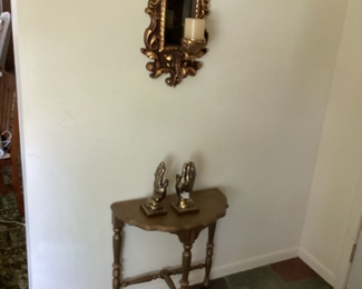 Cherub Entry Decor  & Vintage Stand with Brass praying hand Bookends