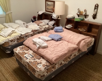 Pair of Twin Beds & Linens