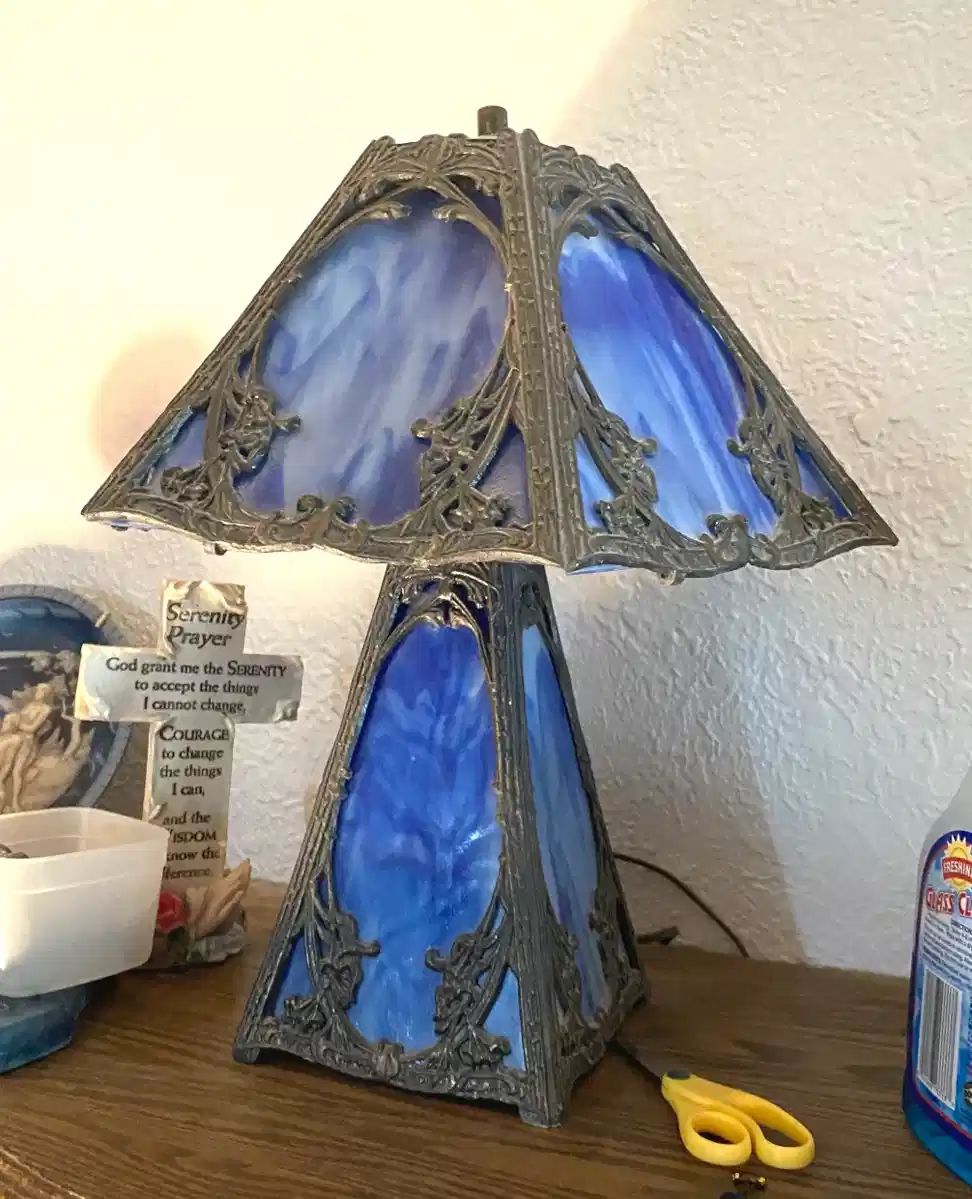 Amazing Blue Slag Glass Lamp