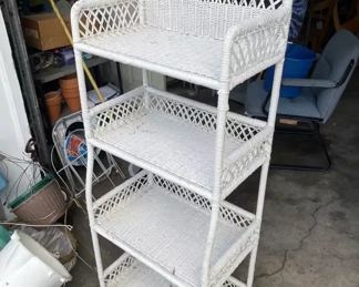 White wicker display shelf