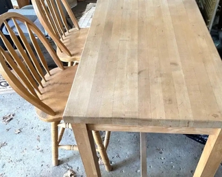 Pine tall kitchen table and bar stools