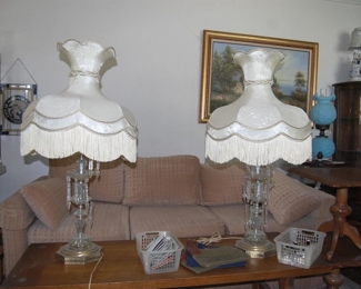 Matched Pair of Chrystal Lamps