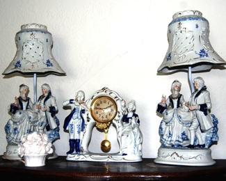 Lamps & Clock Mantel set